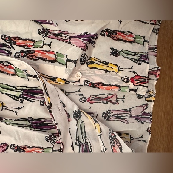 Alice + Olivia Button Down Print Melrose Stace Willa Silk Shirt Size L - Picture 7 of 11